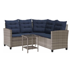 vidaXL Medium PE Rattan Garden Sofa With Adjustable Feet in Grey