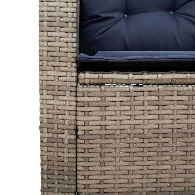 vidaXL Medium PE Rattan Garden Sofa With Adjustable Feet in Grey