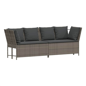 vidaXL PE Rattan And Powder-Coated Steel And Polyester Garden Sofa in Grey