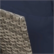 vidaXL Patio Sofa with Cushions in Navy Blue and Grey Poly Rattan