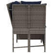 vidaXL Patio Sofa with Cushions in Navy Blue and Grey Poly Rattan