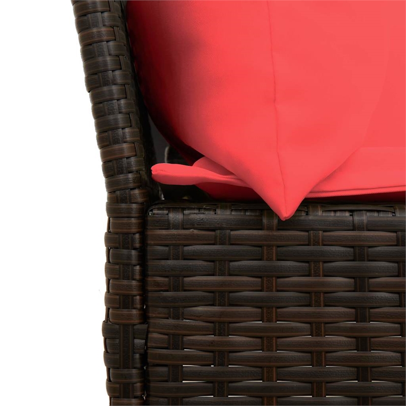 vidaXL Patio Sofa in Brown And Red