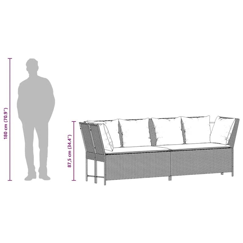 vidaXL Patio Sofa in Brown And Red