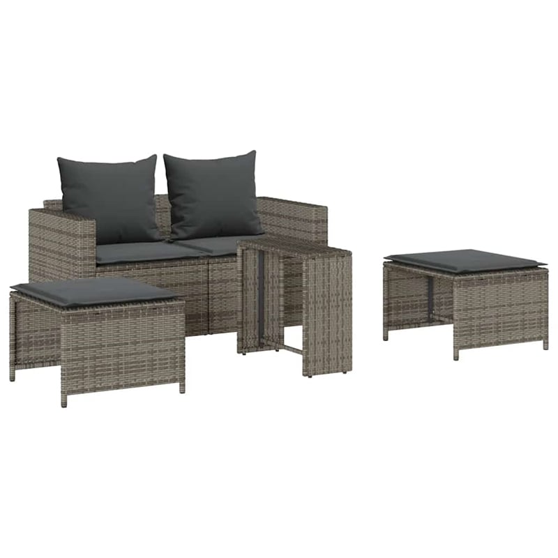 vidaXL Garden Sofa Set in Grey And Dark Grey