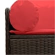 vidaXL 3-Seater Patio Sofa with Cushions in Red and Poly Rattan in Brown