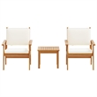 vidaXL 3 Pcs Solid Acacia Wood Garden Sofa Set in Cream And White