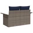 vidaXL Gray Poly Rattan Garden Sofa With Cushions in Navy Blue