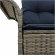 vidaXL Gray Poly Rattan Garden Sofa With Cushions in Navy Blue