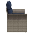 vidaXL Gray Poly Rattan Garden Sofa With Cushions in Navy Blue