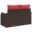 vidaXL Brown Poly Rattan Garden Sofa With Cushions in Red