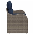 vidaXL Gray Poly Rattan Garden Sofa With Cushions in Navy Blue