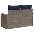 vidaXL Gray Poly Rattan Garden Sofa With Cushions in Navy Blue