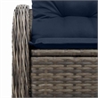 vidaXL Gray Poly Rattan Garden Sofa With Cushions in Navy Blue