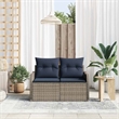 vidaXL Gray Poly Rattan Garden Sofa With Cushions in Navy Blue