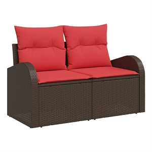vidaXL Poly Rattan Garden Sofa With Cushion in Brown