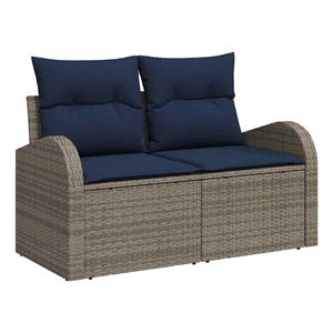 vidaXL Poly Rattan Garden Sofa With Cushion in Gray