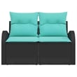 vidaXL Poly Rattan Garden Sofa With Cushion in Black