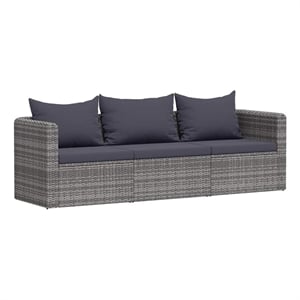 vidaXL 3 Pcs Poly Rattan Garden Sofa Set in Grey