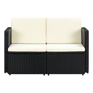 vidaXL PE Rattan Sofa With Removable Covers in Black