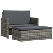 vidaXL 2-Seater Poly Rattan & Powder-Coated Steel & Polyester Sofa Set in Grey