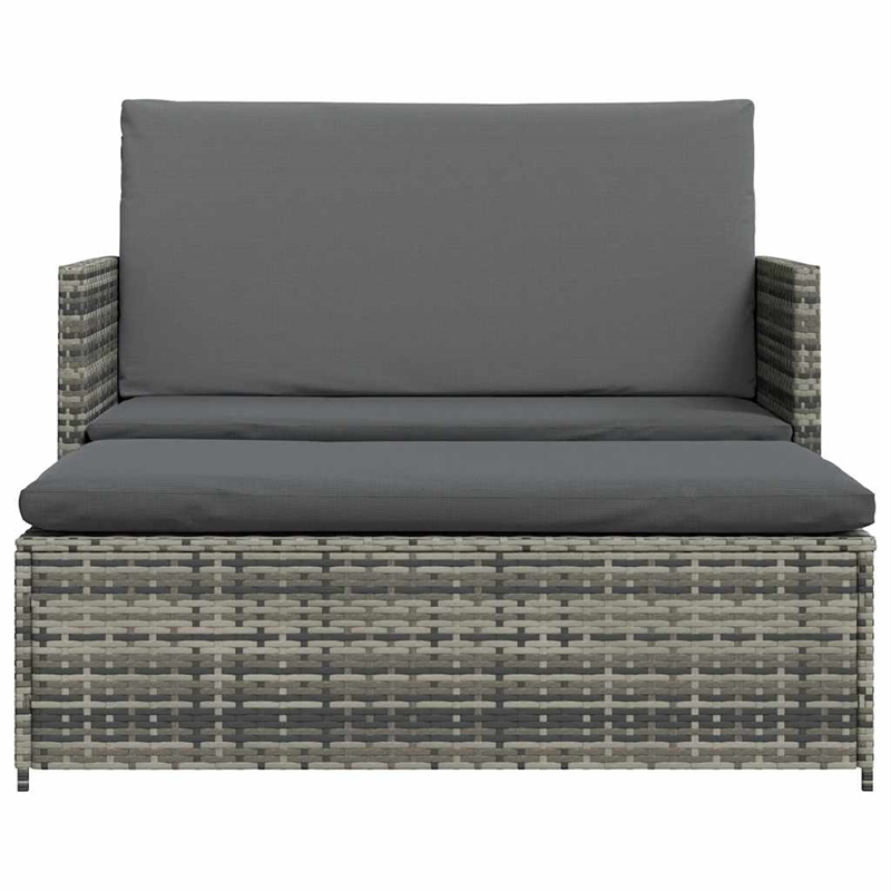 vidaXL 2-Seater Poly Rattan & Powder-Coated Steel & Polyester Sofa Set in Grey