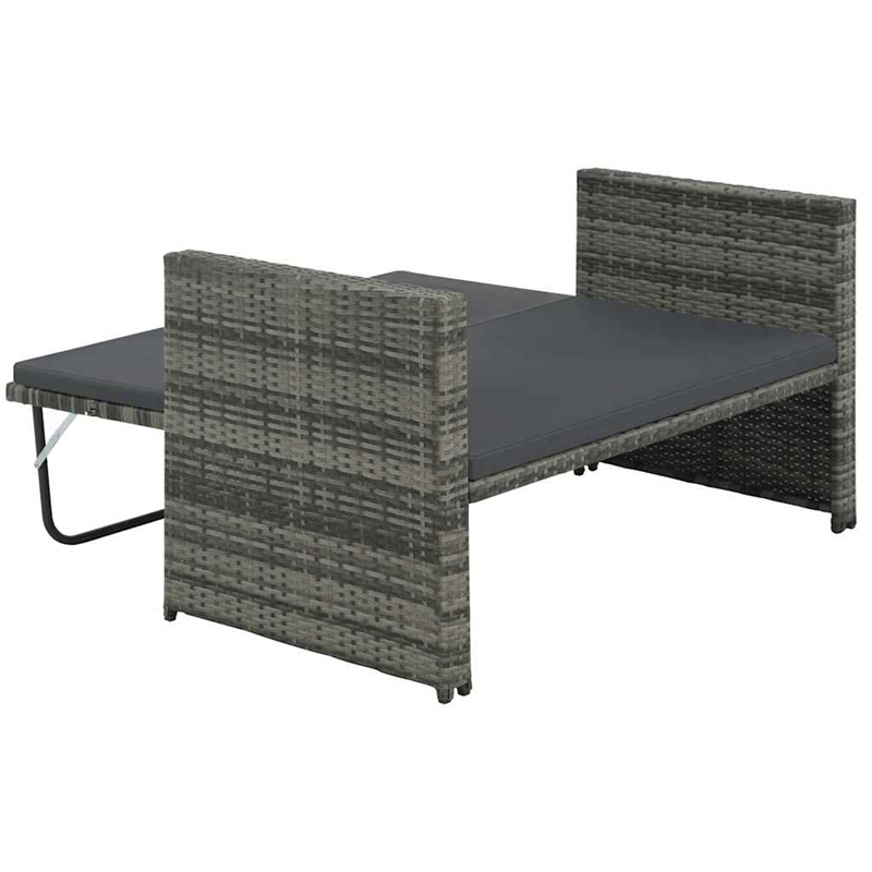 vidaXL 2-Seater Poly Rattan & Powder-Coated Steel & Polyester Sofa Set in Grey