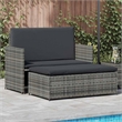vidaXL 2-Seater Poly Rattan & Powder-Coated Steel & Polyester Sofa Set in Grey