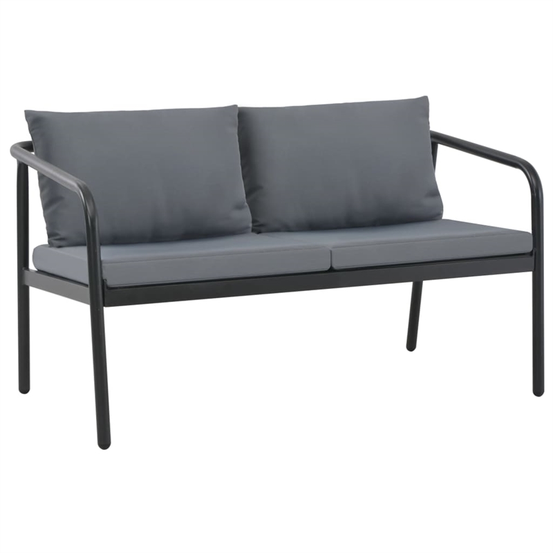 vidaXL Aluminum Sofa With Light Grey Cushions And Polyester in Dark Grey
