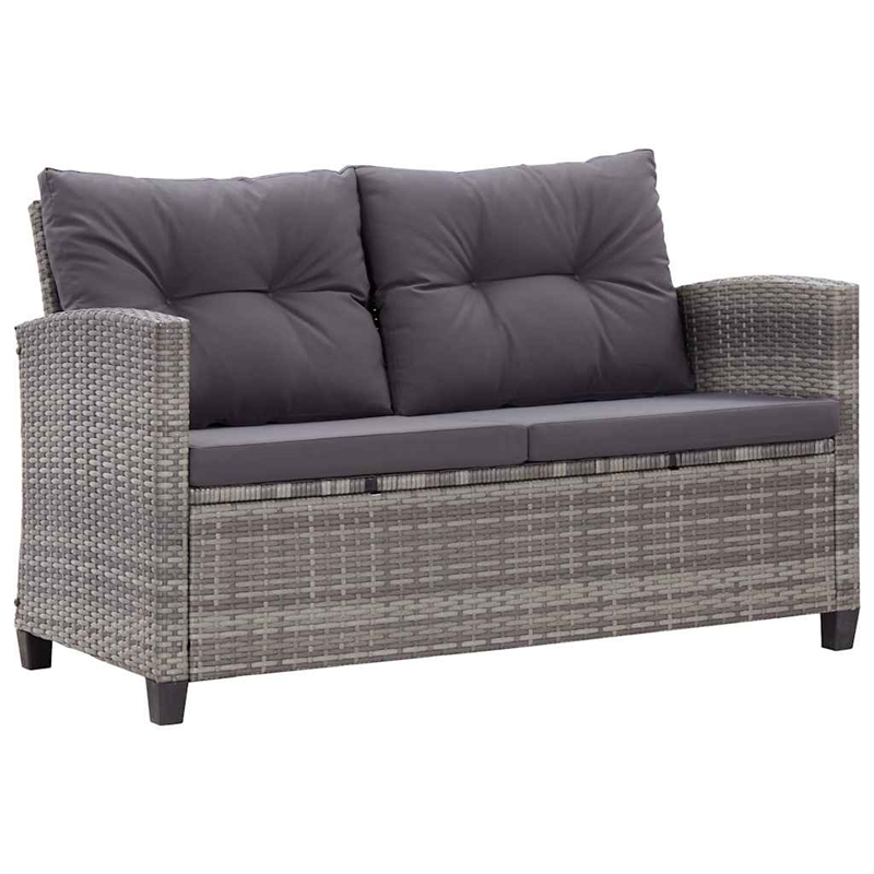 vidaXL Poly Rattan & Powder-Coated Steel & Polyester Garden Sofa in Mixed Grey