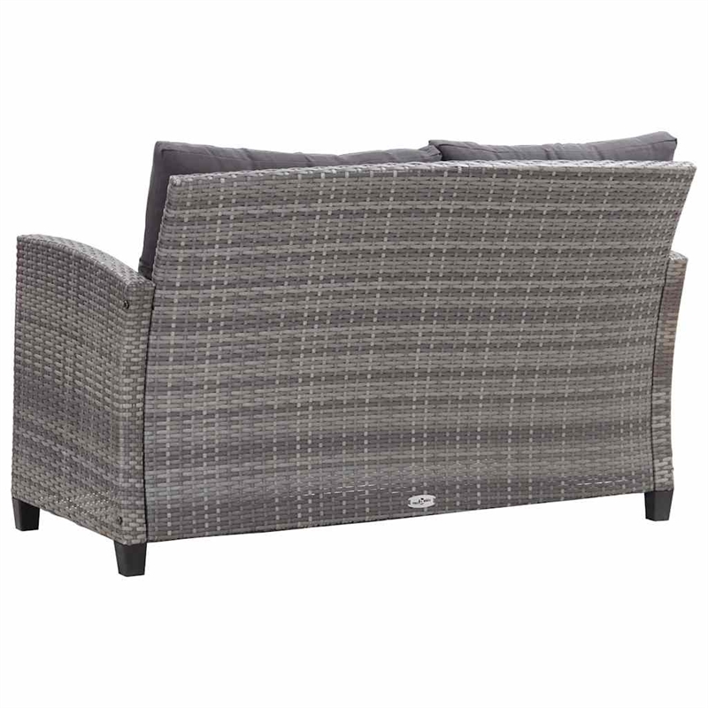 vidaXL Poly Rattan & Powder-Coated Steel & Polyester Garden Sofa in Mixed Grey