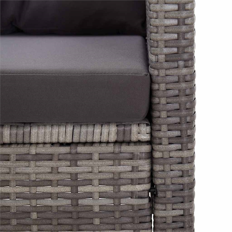 vidaXL Poly Rattan & Powder-Coated Steel & Polyester Garden Sofa in Mixed Grey
