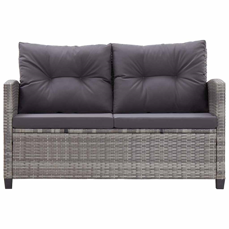 vidaXL Poly Rattan & Powder-Coated Steel & Polyester Garden Sofa in Mixed Grey