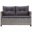 vidaXL Poly Rattan & Powder-Coated Steel & Polyester Garden Sofa in Mixed Grey