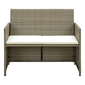 vidaXL Set of 2 Lightweight Poly Rattan 2-Seater Sofa Set in Beige