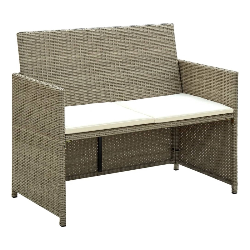 vidaXL Set of 2 Lightweight Poly Rattan 2-Seater Sofa Set in Beige