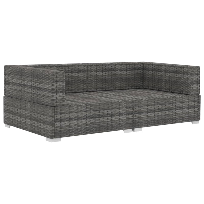 vidaXL Medium PE Rattan Patio Sofa With Dark Grey Cushions in Grey
