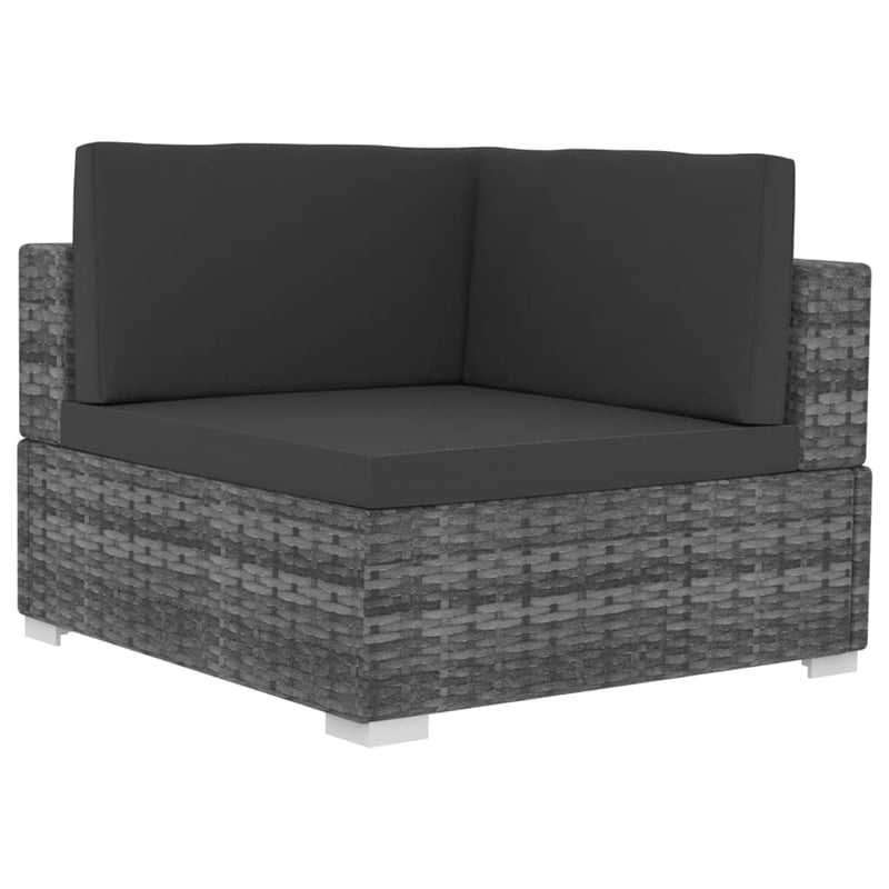 vidaXL Medium PE Rattan Patio Sofa With Dark Grey Cushions in Grey