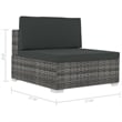 vidaXL Poly Rattan Patio Sofa With Dark Grey Cushions in Grey