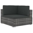 vidaXL Poly Rattan Patio Sofa With Dark Grey Cushions in Grey