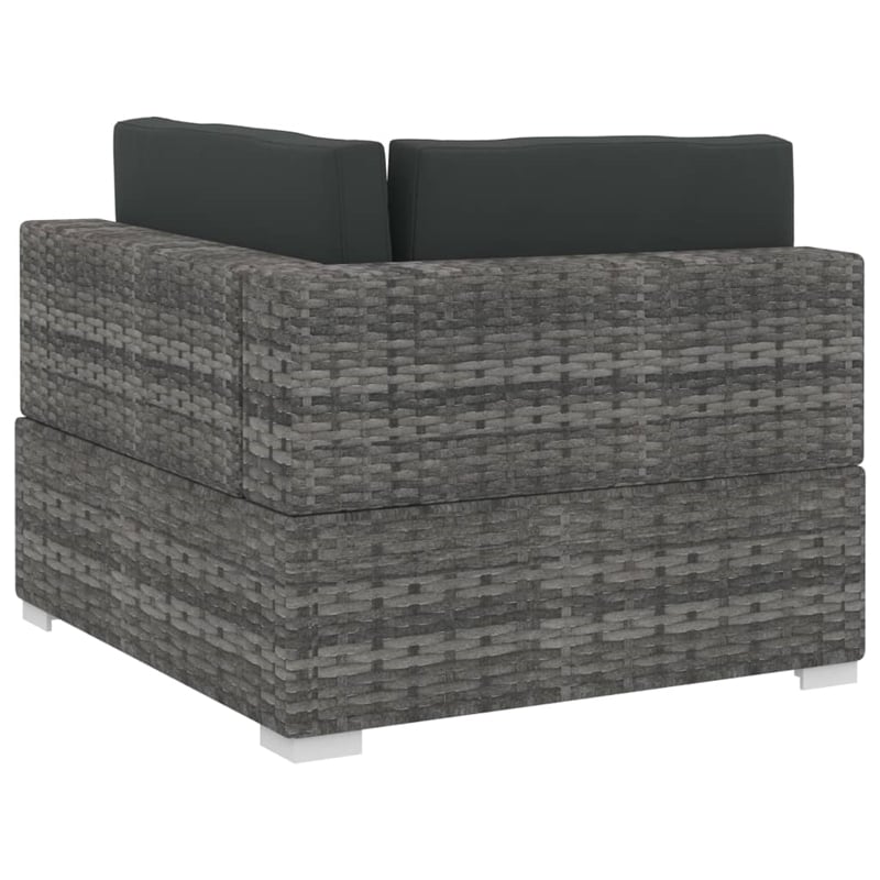 vidaXL Poly Rattan Patio Sofa With Dark Grey Cushions in Grey