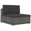vidaXL Poly Rattan Patio Sofa With Dark Grey Cushions in Grey