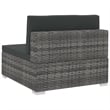 vidaXL Poly Rattan Patio Sofa With Dark Grey Cushions in Grey