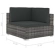 vidaXL Poly Rattan Patio Sofa With Dark Grey Cushions in Grey