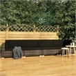 vidaXL Poly Rattan Patio Sofa With Dark Grey Cushions in Grey