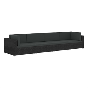 vidaXL Standard PE Rattan Patio Sofa With Adjustable Armrests in Black