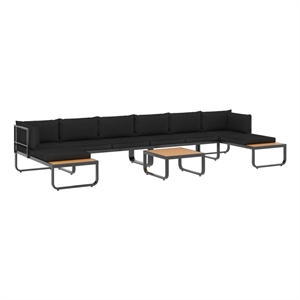 vidaXL Patio Sofa in Dark Grey And Brown
