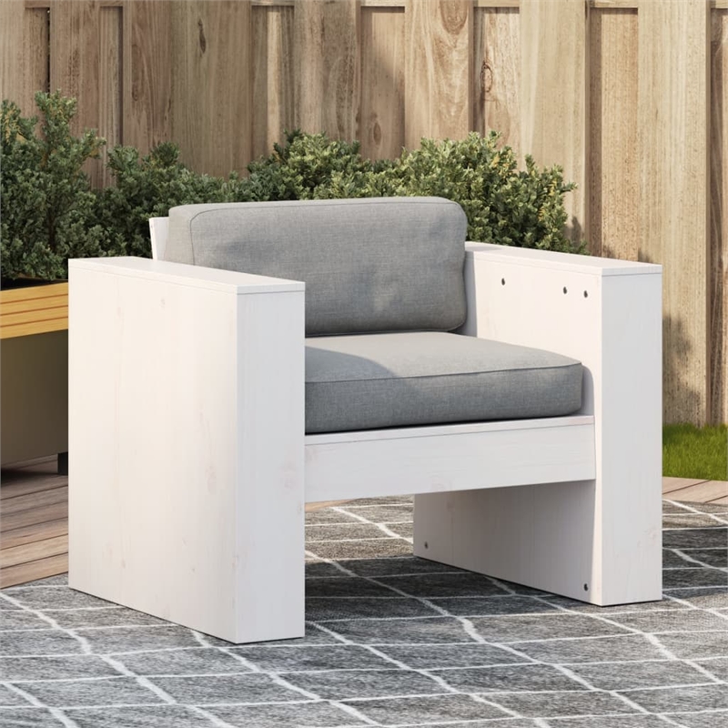 vidaXL Medium Solid Pine Wood Garden Sofa Durable in White