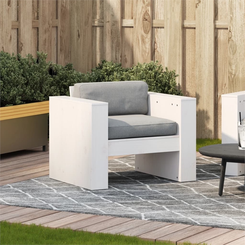 vidaXL Medium Solid Pine Wood Garden Sofa Durable in White