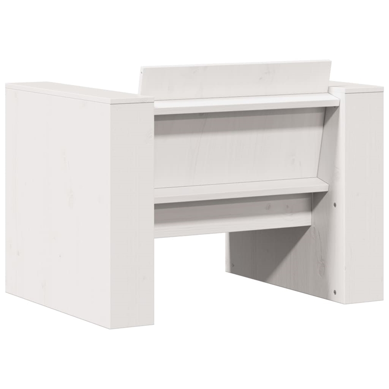 vidaXL Medium Solid Pine Wood Garden Sofa Durable in White