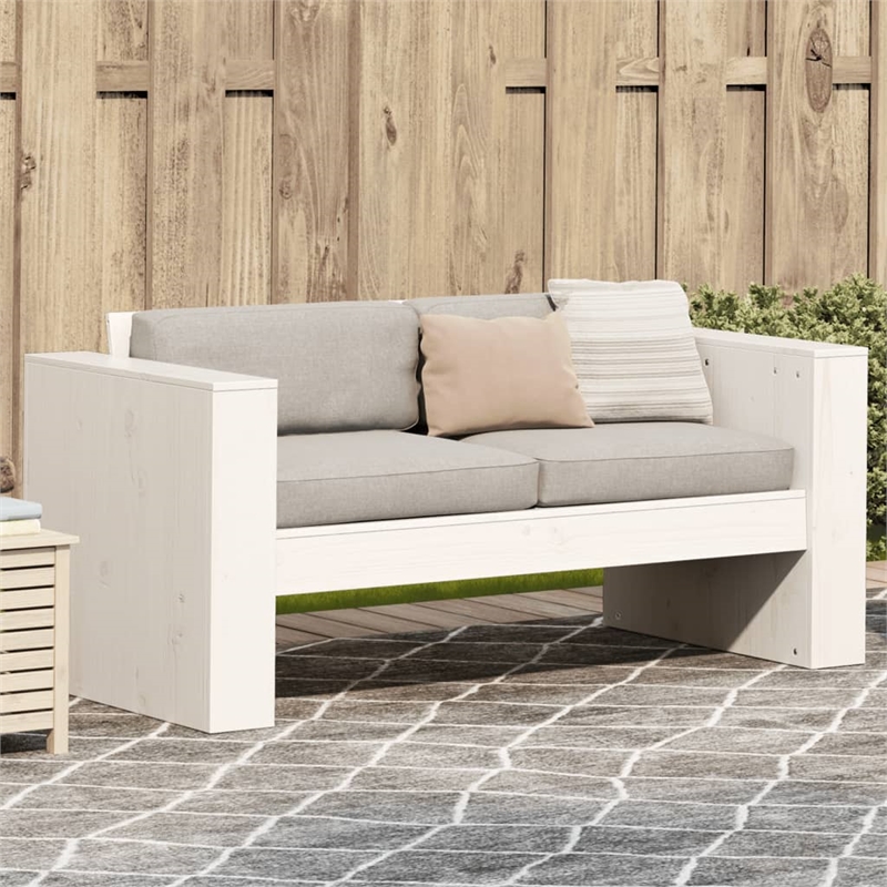 vidaXL Medium Solid Pine Wood Garden Sofa With Multiple Seats in White